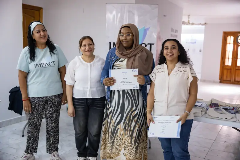 Sewing training at Impact’s workshop in Alexandria