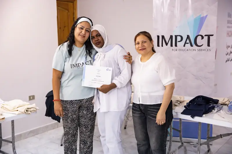 Sewing training at Impact’s workshop in Alexandria