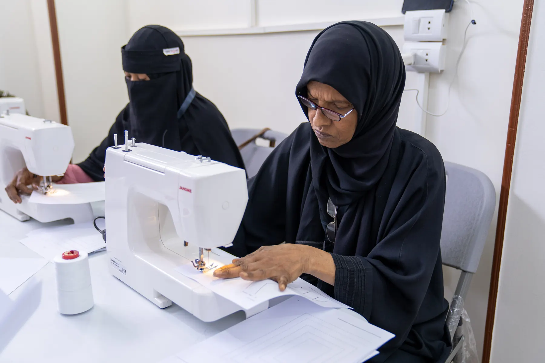 Focused practice at the sewing machine